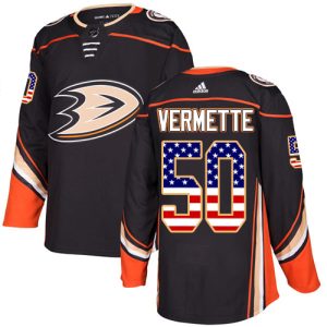 Lapsille NHL Anaheim Ducks Pelipaita Antoine Vermette #50 Musta USA Flag Fashion